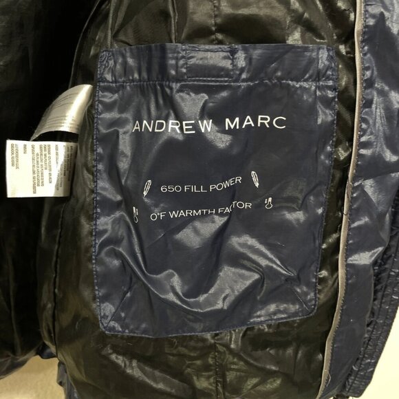 Andrew Marc Jacket Womens XS 650 Fill Power Feather Down Hooded Puffer Coat Navy - Picture 5 of 9